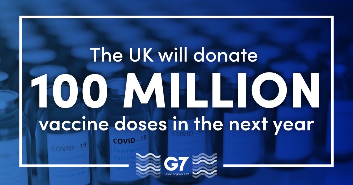 The UK will donate 100 million vaccine doses in the next year