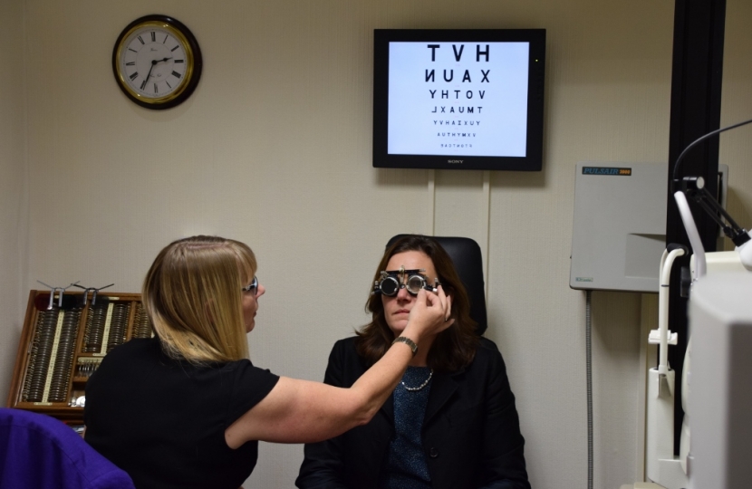 Rebecca getting her eyes tested
