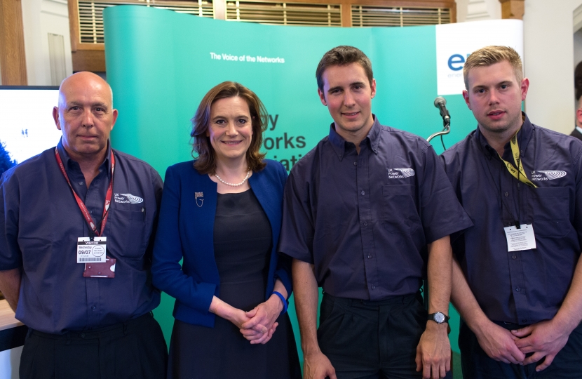 Rebecca Harris MP with staff from UK Power Networks
