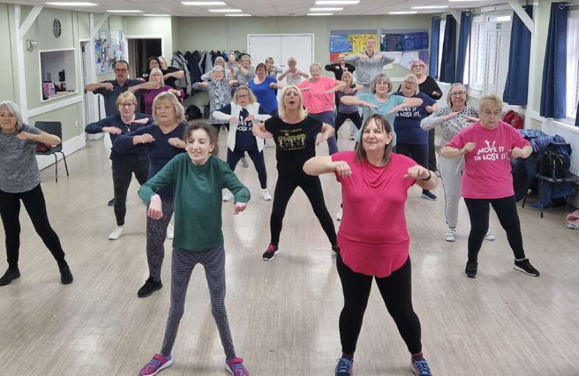 Rebecca takes part in 'Move it or Lose it' exercise class at Runnymede Leisure Centre