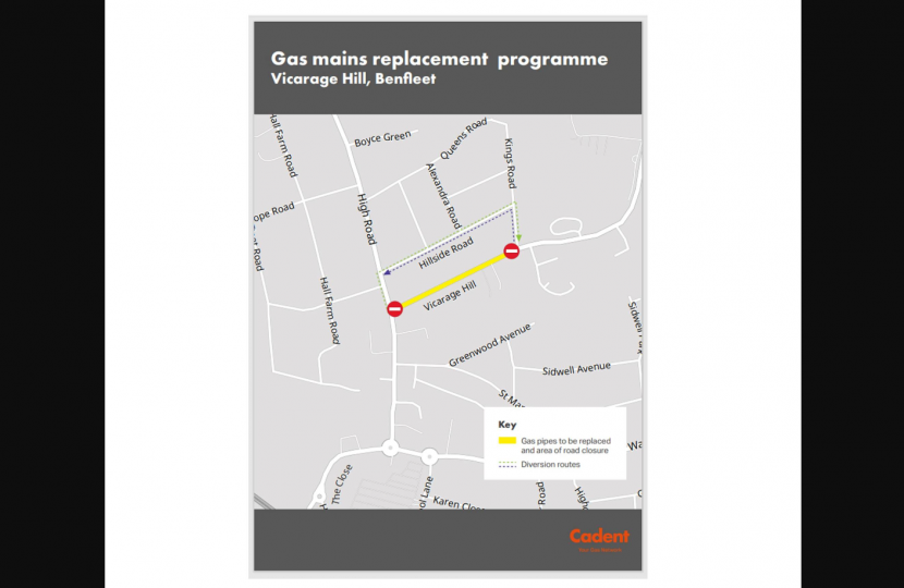Planned Cadet mains replacement gas works starting 30th of March