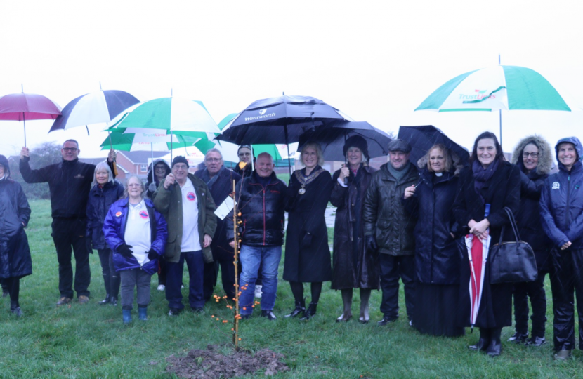 Rebecca attends tree planting to begin building of new park, funded by national Community Ownership Fund