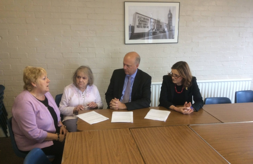 Rebecca and Chris Grayling meet with locals 