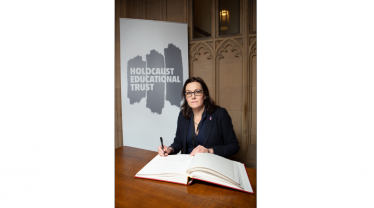 Rebecca Harris MP signs Holocaust Educational Trust Book of Commitment