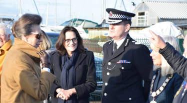 Rebecca Harris MP welcomes HRH Princess Anne, The Princess Royal, to East Haven Coastwatch Station on Canvey Island